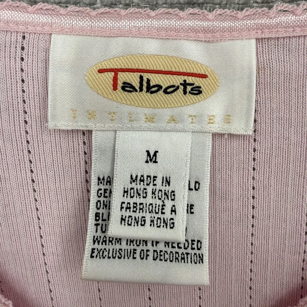 Vtg Talbots Dress Womens M Pink Floral Shift Midi Embroidered Cottagecore Cotton